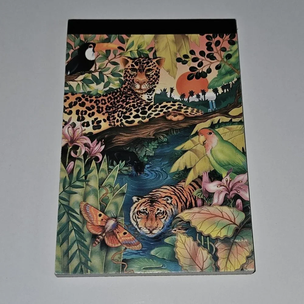 VTG Tiger Leopard Rainforest Notepad Approx 60 Printed Sheets Paula Memo Pad 90s